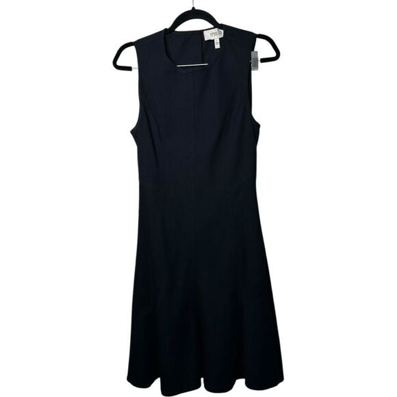 Derek Lam 10 Crosby Dark Navy Blue Black Mini Shift Dress Size 8 Open Back Flare - Picture 1 of 14